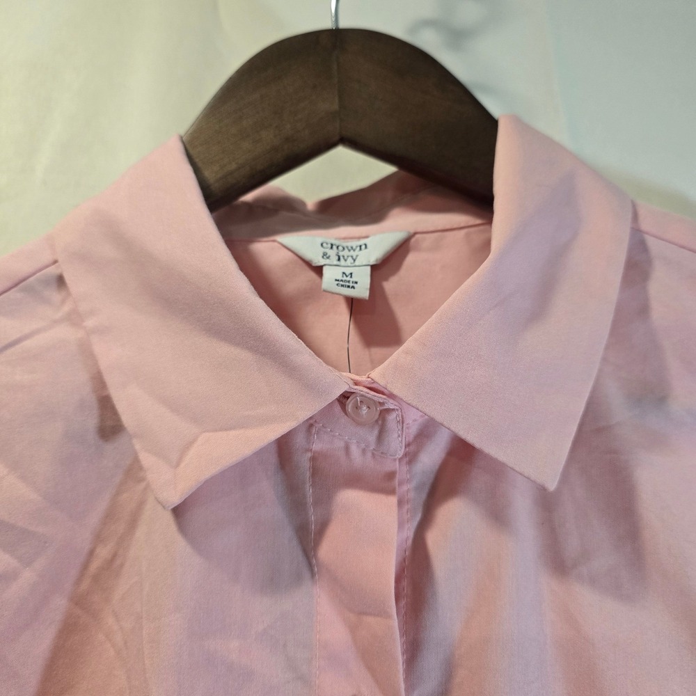Crown‎ Ivy Pink Feather Cuff Button Up Shirt Womens Size Medium